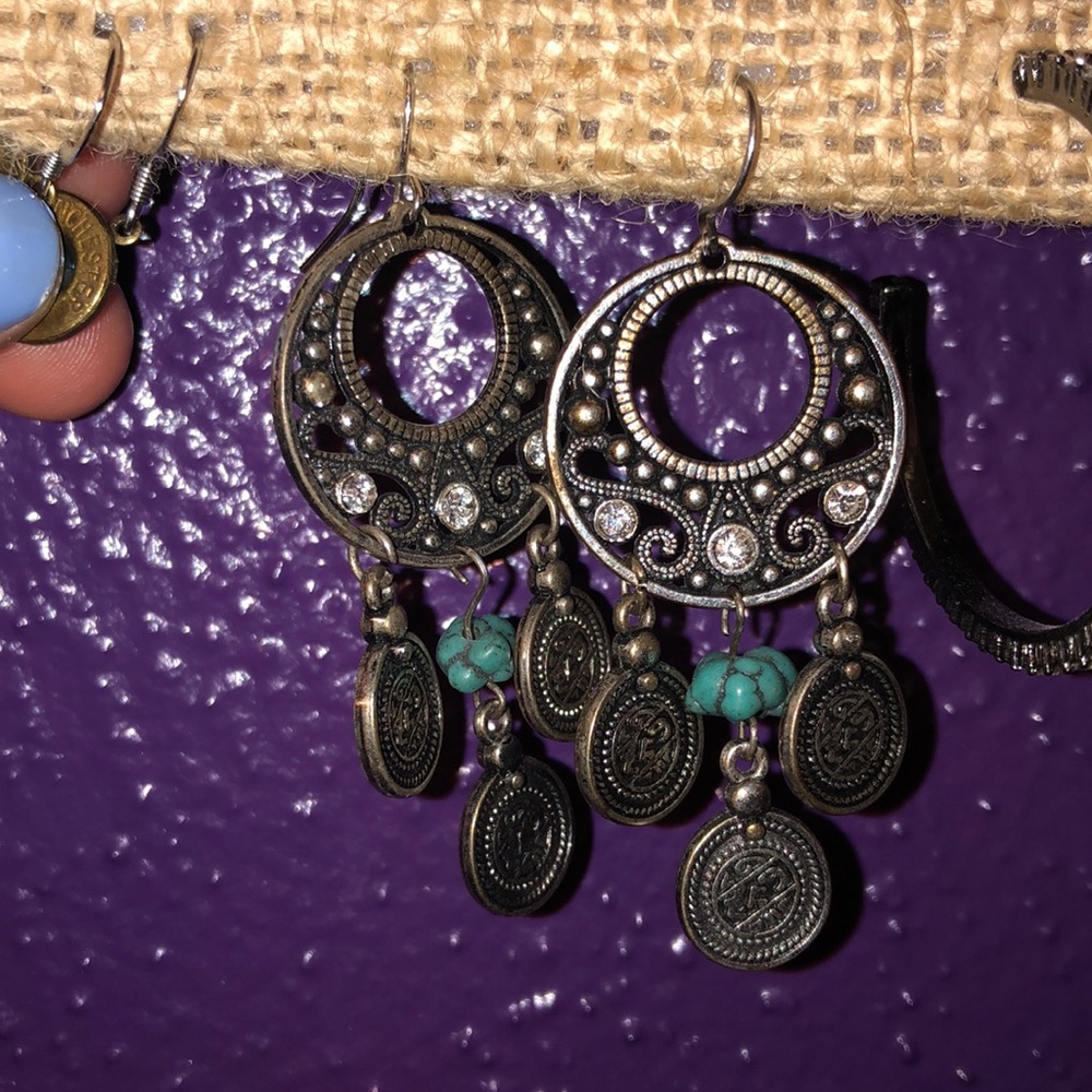 Silver earrings with turquoise stone.